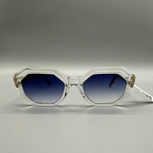 New Garrett Leight Sunglasses Jaqueline Semi Flat Ultra Marine Gradient Octagon